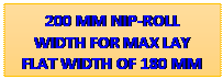 Text Box: 200 MM NIP-ROLL
WIDTH FOR MAX LAY FLAT WIDTH OF 180 MM
